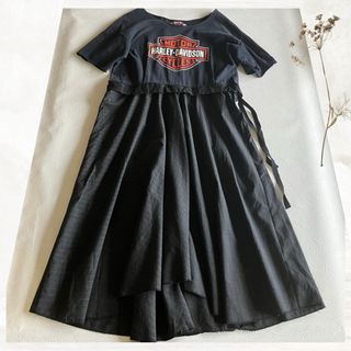ハーレーダビッドソン(Harley Davidson)のハーレーダビットソン ロングワンピース 大きめ 半袖Tシャツワンピ L(ロングワンピース/マキシワンピース)