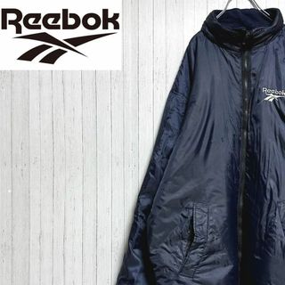 リーボック(Reebok)のリーボック ジップアップジャケット ネイビー フリース 刺繍ロゴ 肉厚(その他)
