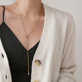 ダブルノットチェーン 70cm ゴールド ネックレス ステンレス ◎