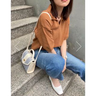 MOUSSY HALF SLEEVE KNIT POLO キャメル マウジー