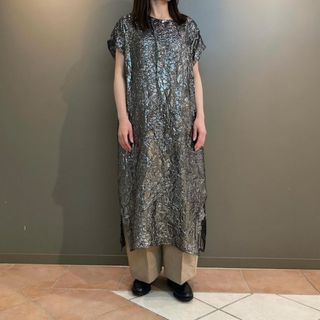 新品　Dessin de Mode マキシワンピース メタリックシルク