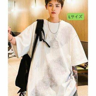 n509【新品未使用】ストリートTシャツ 半袖 ホワイト メンズ Lサイズ(Tシャツ/カットソー(半袖/袖なし))