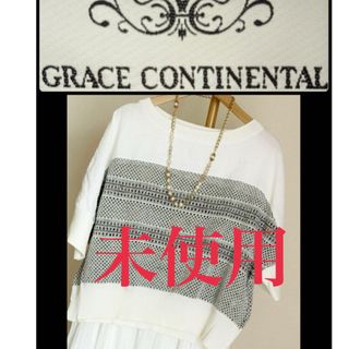 グレースコンチネンタル(GRACE CONTINENTAL)の28900 タグ付き未使用　グレースコンチネンタル　バイカラーサマーニット薄手(カットソー(半袖/袖なし))