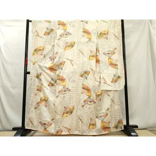 平和屋着物■豪華振袖　舞扇文　金彩　正絹　逸品　未使用　AAAX5822cs(振袖)