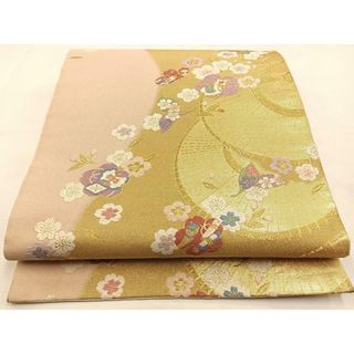 平和屋着物◎六通柄袋帯　唐織　番傘宝尽くし花文　金糸　正絹　逸品　BAAS6569hj(帯)