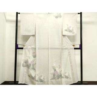 平和屋着物＊夏物　訪問着　絽　枝花文　銀彩　正絹　逸品　CAAU8097fb(着物)