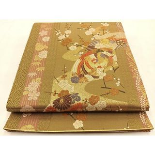 平和屋着物◎六通柄袋帯　唐織　地紙鳳凰花文　金糸　正絹　逸品　未使用　BAAS6551hj(帯)