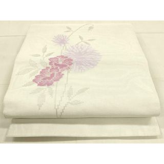 平和屋着物＊夏物　八寸名古屋帯　草花文　銀糸　DAAU4323cm(帯)