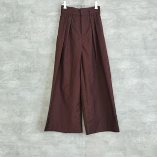 MURUA - 美品ムルーアワイドパンツ 茶色 S スリット ゴムあり タックパンツ