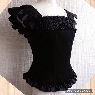 ユキトリイインターナショナル(YUKI TORII INTERNATIONAL)の美品♪ウール100%フリルタンクトップ(カットソー(半袖/袖なし))