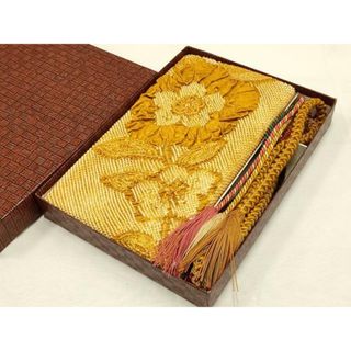 平和屋着物▼和装小物　振袖用帯締め・帯揚げセット　絞り　枝花文　金糸　撚り房　逸品　AAAW1140ay(和装小物)