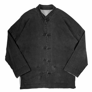 ヴィンテージ(VINTAGE)の60s 70s 希少 ブラックデニム 墨黒 チャイナ カンフーシャツ ジャケット(シャツ)
