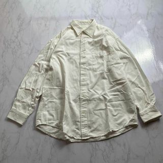 ジーユー(GU)のGU ジーユー　長袖シャツ　Ｌ　ホワイト　綿100% メンズ 古着(Tシャツ/カットソー(七分/長袖))