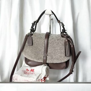 コーチ(COACH)のコーチ　ボアデザイン　2wayハンドバッグ　ショルダーバッグ　ブラウン(ハンドバッグ)