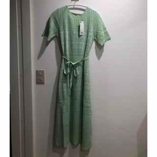 ジーユー(GU)のジーユー　GU gu レーシーウエストリボンワンピース　ニットワンピース(ロングワンピース/マキシワンピース)
