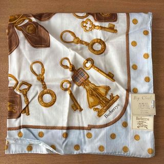 バーバリー(BURBERRY)のBurberrys　バーバリー　大判ハンカチ　スカーフ　ビンテージ　レア　水色(ハンカチ)