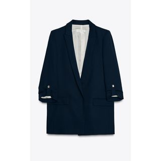 ZARA - Zara ロールアップブレザーネイビブルーS