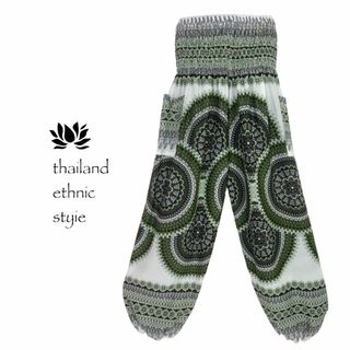 【新品】アラジンパンツ　タイパンツ　ヨガ　男女兼用　R柄カーキ　F663(サルエルパンツ)