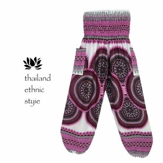 【新品】アラジンパンツ　タイパンツ　ヨガ　男女兼用　R柄ピンク　F662(サルエルパンツ)