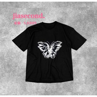 【jiasecond.】ジアセカンド　バタフライプリント　オーバーサイズＴシャツ(Tシャツ(半袖/袖なし))
