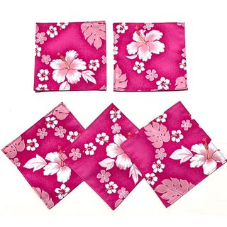 お得な5枚セット♩ 上品　ハイビスカスコースター　⭐️お洗濯できます⭐️