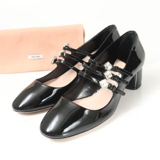 ミュウミュウ(MIU MIU)の■未使用品■MIUMIU ミュウミュウ パンプス サイズ36 パテントレザー バックル エナメル ビジュー 靴 イタリア製 20250724/RA5634(ハイヒール/パンプス)