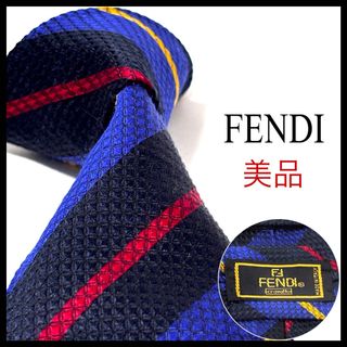 フェンディ(FENDI)の美品✨ フェンディ ネクタイ ストライプ マルチカラー シルク(ネクタイ)