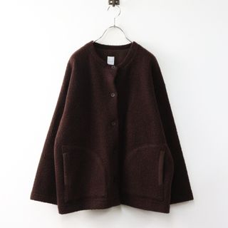 タンディ tandey 休日と詩 キュウジツトウタ ノーカラーボアジャケット /ブラウン アウター 上着 前開き 長袖【2400014520002】(その他)