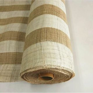 麻100％ キビラ麻\ キナリ 精錬 ボーダー柄 生地 45cm巾×1m