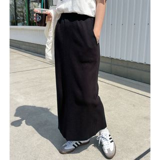 セルフカットリブ タイト スカート サイズL BLACK