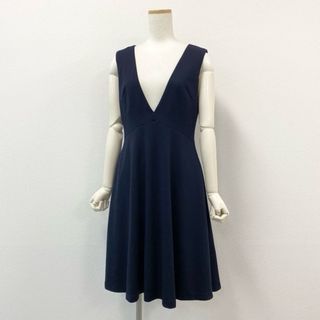 ルネ(René)の64g24 Rene ルネ Vネックワンピース ノースリーブワンピース ドレス フレアスカート レディース 女性用 6636190 36 ネイビー(ひざ丈ワンピース)