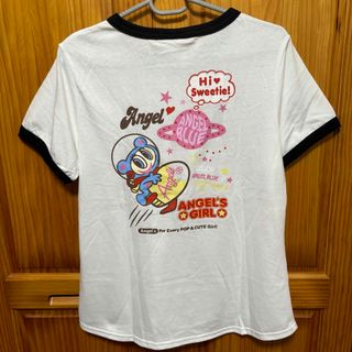 エンジェルブルー(angelblue)の新品　ANGELBLUE エンジェルブルー　リンガーTシャツ　ホワイト　L(Tシャツ(半袖/袖なし))