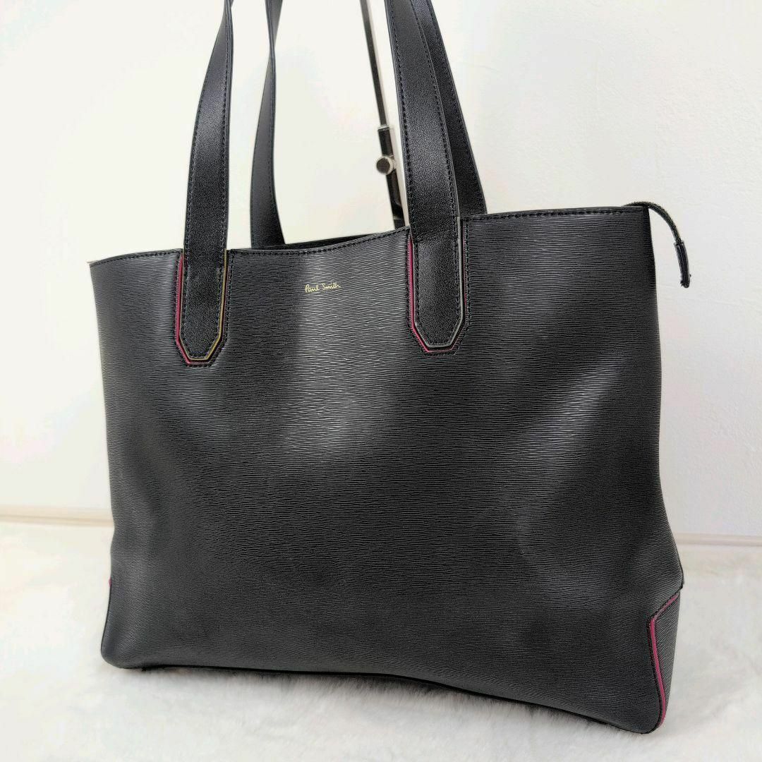 【★ポールスミス★】トートバッグ■レザーシボ革■A4収納可■型押しロゴ■ブラック Paul Smith - 美品✨Paul Smith トートバッグ レザー エピ A4
