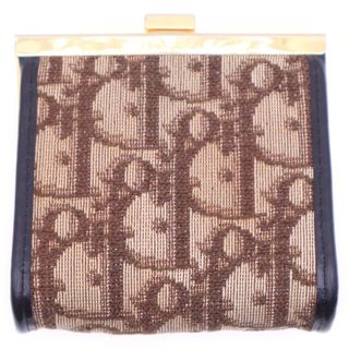クリスチャンディオール(Christian Dior)のChristian Dior クリスチャンディオール トロッター柄 キャンバス レザー がま口 コインケース ブラウン(コインケース)