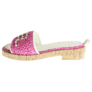 シャネル(CHANEL)のCHANEL シャネル ミュールサンダル ゴールド金具 ピンク/ツイード #35 レディース(サンダル)
