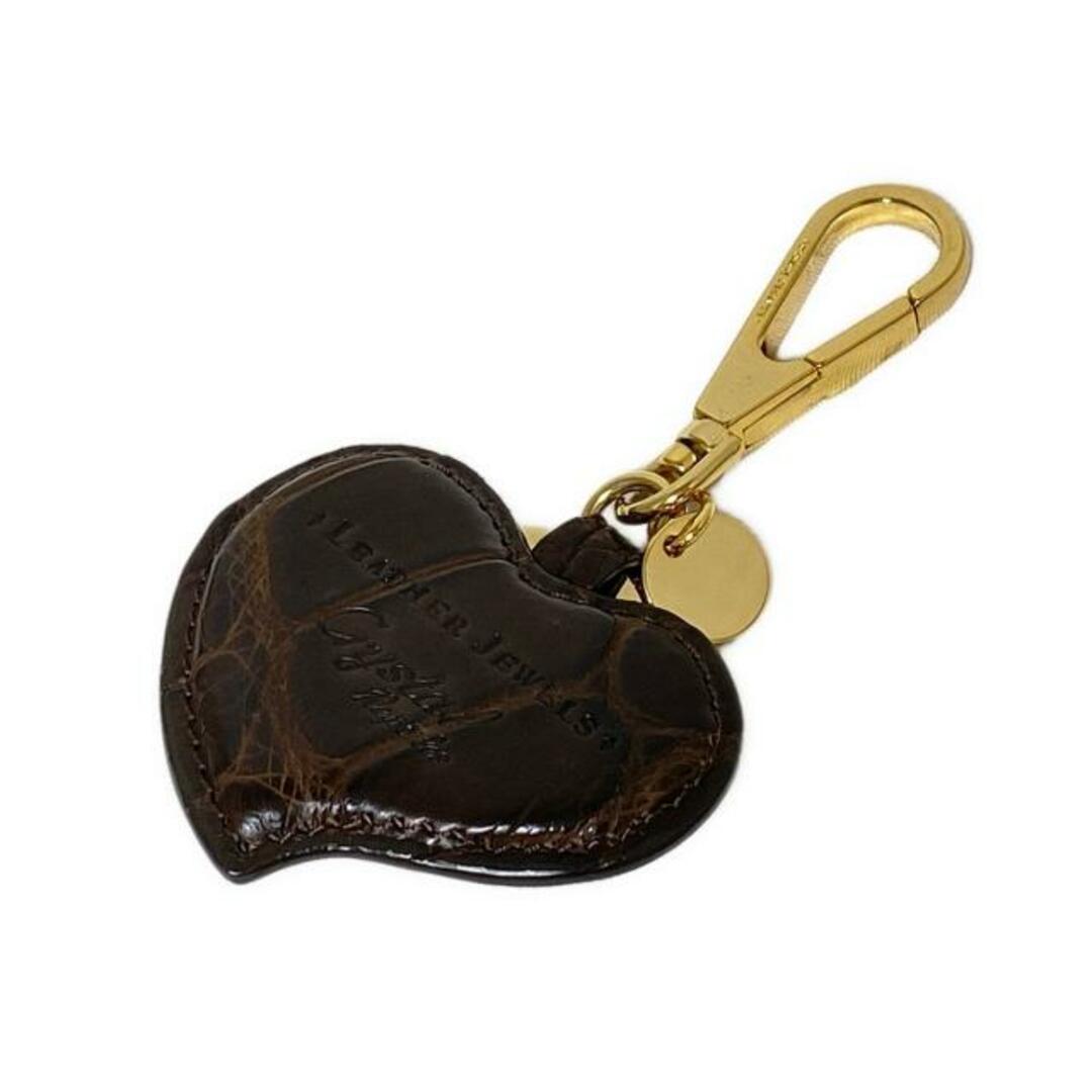 LEATHER JEWELS(レザージュエルズ) キーホルダー(チャーム) - ダークブラウン×ゴールド ハート レディースのファッション小物(キーホルダー)の商品写真