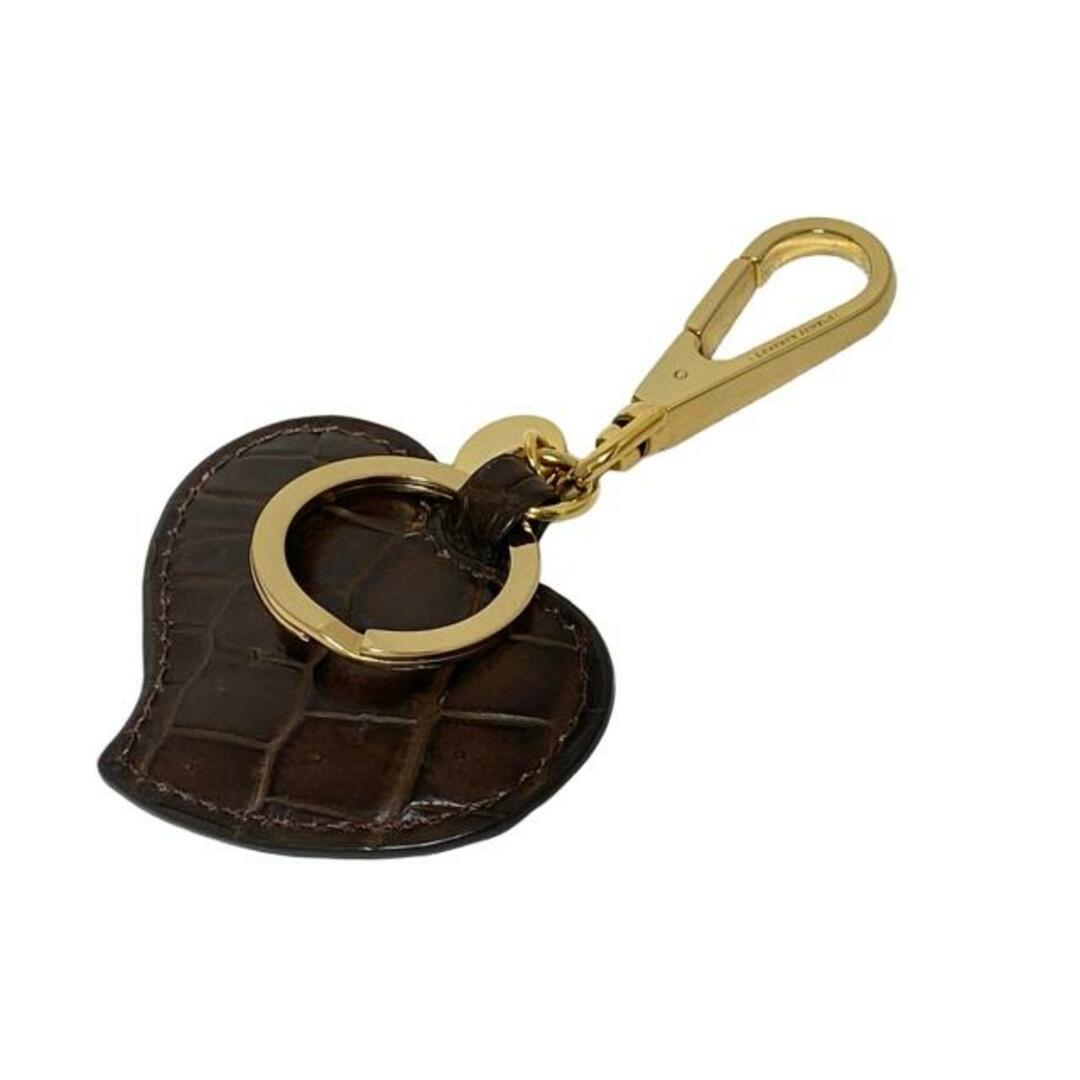 LEATHER JEWELS(レザージュエルズ) キーホルダー(チャーム) - ダークブラウン×ゴールド ハート レディースのファッション小物(キーホルダー)の商品写真