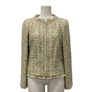 シャネル(CHANEL)のCHANEL(シャネル) ジャケット サイズ40 M レディース美品  - P41094 ライトイエロー×ピンク×マルチ 長袖/ツイード/ラメ/春/2011年(その他)