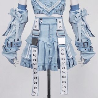 HIDOLATRAL THEODOL y2kデニムスカート　アームカバー　ブルー(ミニスカート)