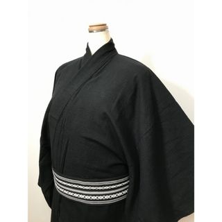 新品 Lサイズ 男物 綿 浴衣 しじら織り黒無地(浴衣)