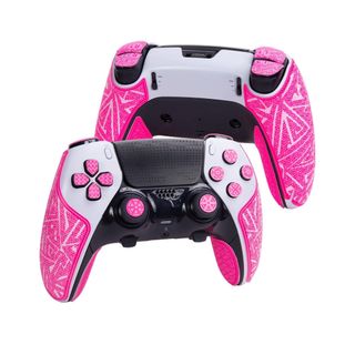 コントローラーグリップ PS5PS4滑り止めカット済1セットピンクPINK