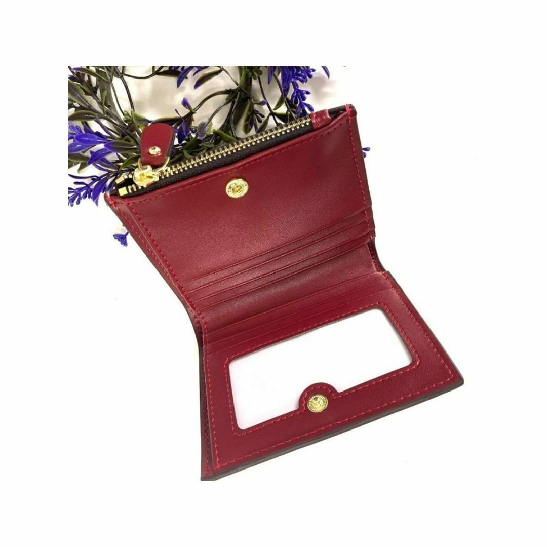 ONDY レディース二つ折り財布 ヴィンテージ風 折りたたみ財布 キャラメル レディースのファッション小物(財布)の商品写真