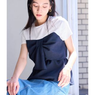 ヴィス(ViS)のVIS 美品＊ねじりリボンTシャツドッキングプルオーバー(カットソー(半袖/袖なし))