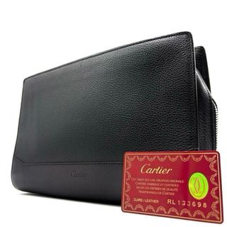 Cartier - Cartier カルティエ カボション サファイアライン クラッチバッグ セカンドバッグ レザー ロゴ 手持ち 小物入れ メンズ ブラック