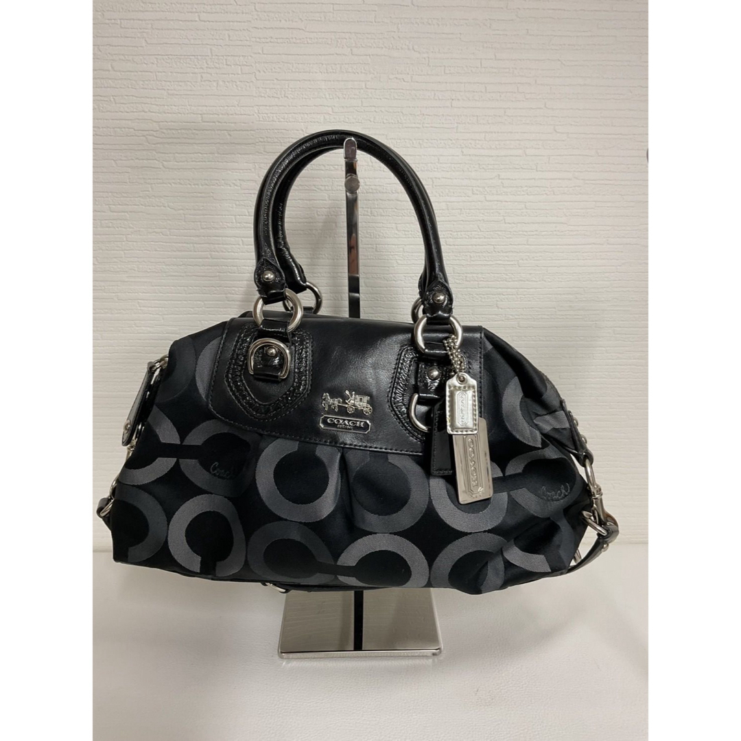 COACH(コーチ)のCOACH 2WAYショルダーバッグ ハンドバッグ サテンキャンバス 黒  レディースのバッグ(ショルダーバッグ)の商品写真