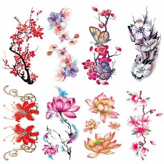 Yesallwas タトゥーシール 花 薔薇 フラワー 8枚セット ラメイ 蝶 (その他)