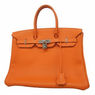エルメス(HERMES)の【5gc3813-h】エルメス ハンドバッグ バーキン35 トゴ オレンジ シルバー金具 □M刻印【中古】レディース(ハンドバッグ)
