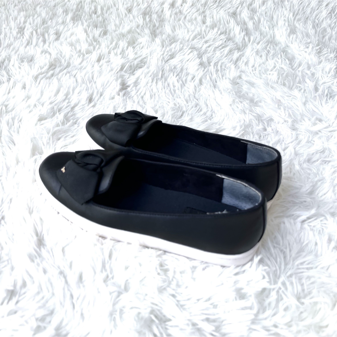 LANVIN COLLECTION(ランバンコレクション)の美品■ランバン■スリッポン✨リボン プラットフォーム スニーカー 黒　23 レディースの靴/シューズ(スリッポン/モカシン)の商品写真