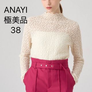アナイ(ANAYI)の極美品★アナイ★ストレッチレースモックネック プルオーバー★ホワイト★38(シャツ/ブラウス(長袖/七分))