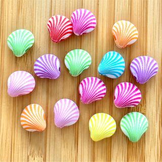 二枚貝 貝殻 カラフル ビーズ ハンドメイド パーツ 夏